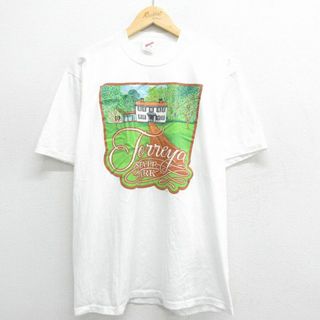 XL★古着 ジャージーズ 半袖 ビンテージ Tシャツ メンズ 80年代 80s Torreya park クルーネック USA製 白 ホワイト 24mar28 中古(Tシャツ/カットソー(半袖/袖なし))