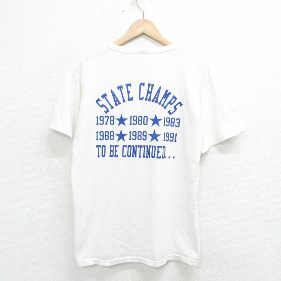 XL★古着 ラッセル 半袖 ビンテージ Tシャツ メンズ 90年代 90s フットボール クルーネック USA製 白 ホワイト 【spe】 24mar28 中古 メンズのトップス(Tシャツ/カットソー(半袖/袖なし))の商品写真