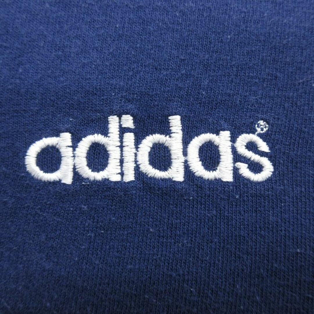 adidas(アディダス)のXL★古着 アディダス adidas 半袖 ビンテージ Tシャツ メンズ 90年代 90s ワンポイントロゴ 大きいサイズ コットン クルーネック USA製 紺 ネイビー 24mar28 中古 メンズのトップス(Tシャツ/カットソー(半袖/袖なし))の商品写真