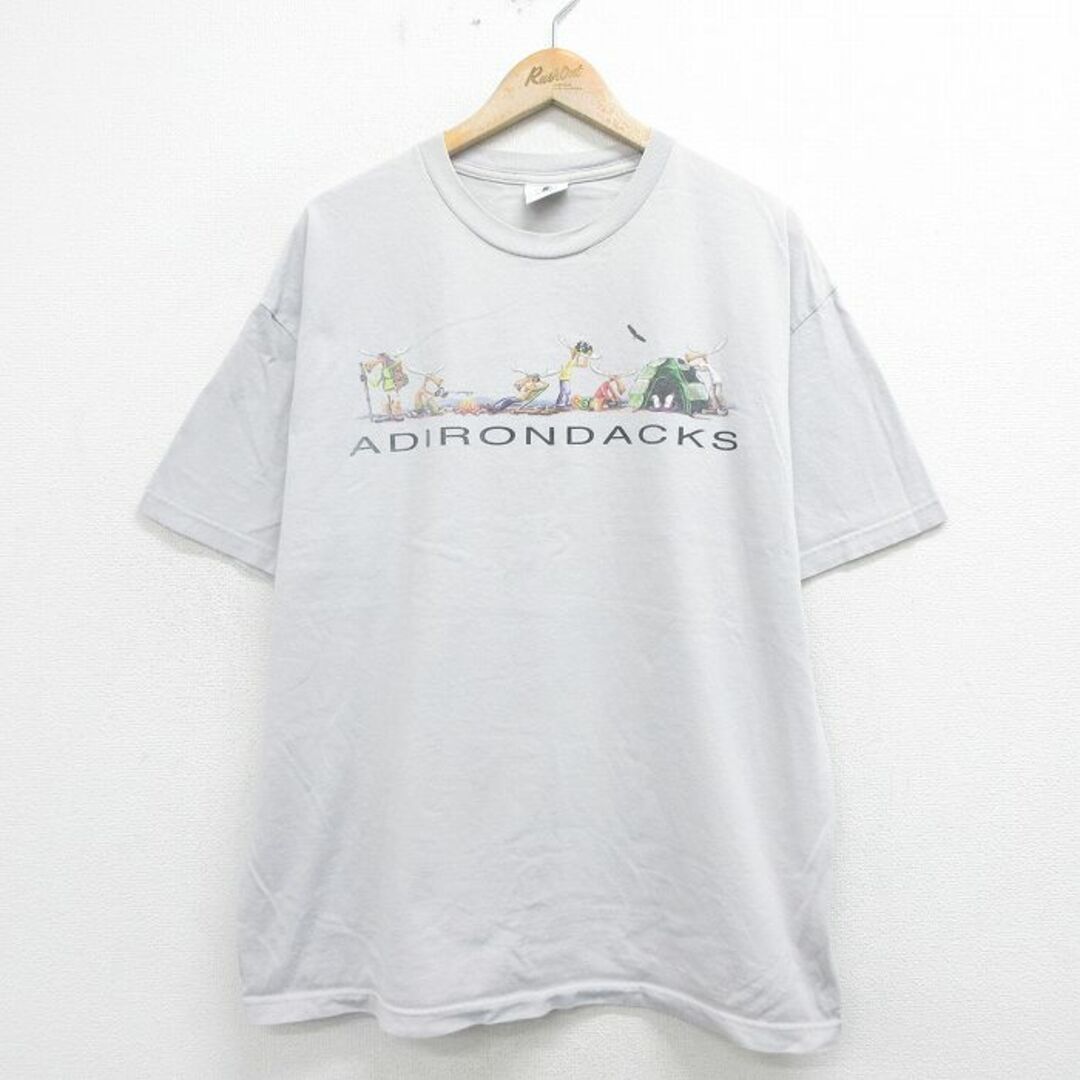 XL★古着 半袖 ビンテージ Tシャツ メンズ 00年代 00s アディロンダック シカ 大きいサイズ クルーネック グレー 24mar28 中古 メンズのトップス(Tシャツ/カットソー(半袖/袖なし))の商品写真