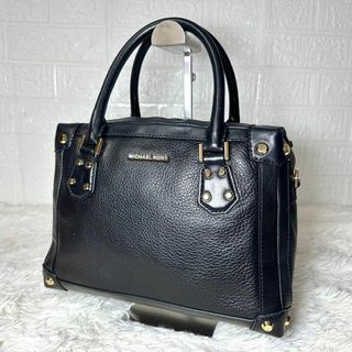 マイケルコース(Michael Kors)の保存袋付✨マイケルコース　トートバッグ　ハンドバッグ　シボ革　黒　ロゴプレート(ハンドバッグ)