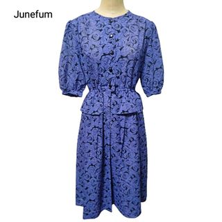 Junefum 紫 ワンピース　レトロ　オンワード(ロングワンピース/マキシワンピース)