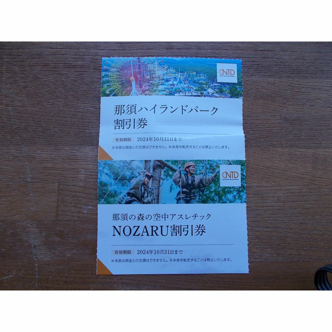 かんたんラクマパック発送　那須ハイランドパーク＋NOZARU割引券　各１枚 チケットの施設利用券(遊園地/テーマパーク)の商品写真