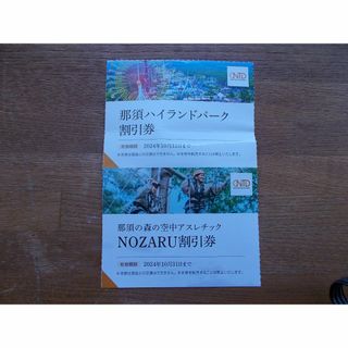 かんたんラクマパック発送　那須ハイランドパーク＋NOZARU割引券　各１枚(遊園地/テーマパーク)