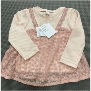 アプレレクール(apres les cours)のアプレレクール　お花レースドッキングトップス　ピンク　トドラー　女の子　長袖(Tシャツ/カットソー)