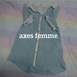 アクシーズファム(axes femme)のaxes femme 半袖 ブラウス 水色 レース(シャツ/ブラウス(半袖/袖なし))