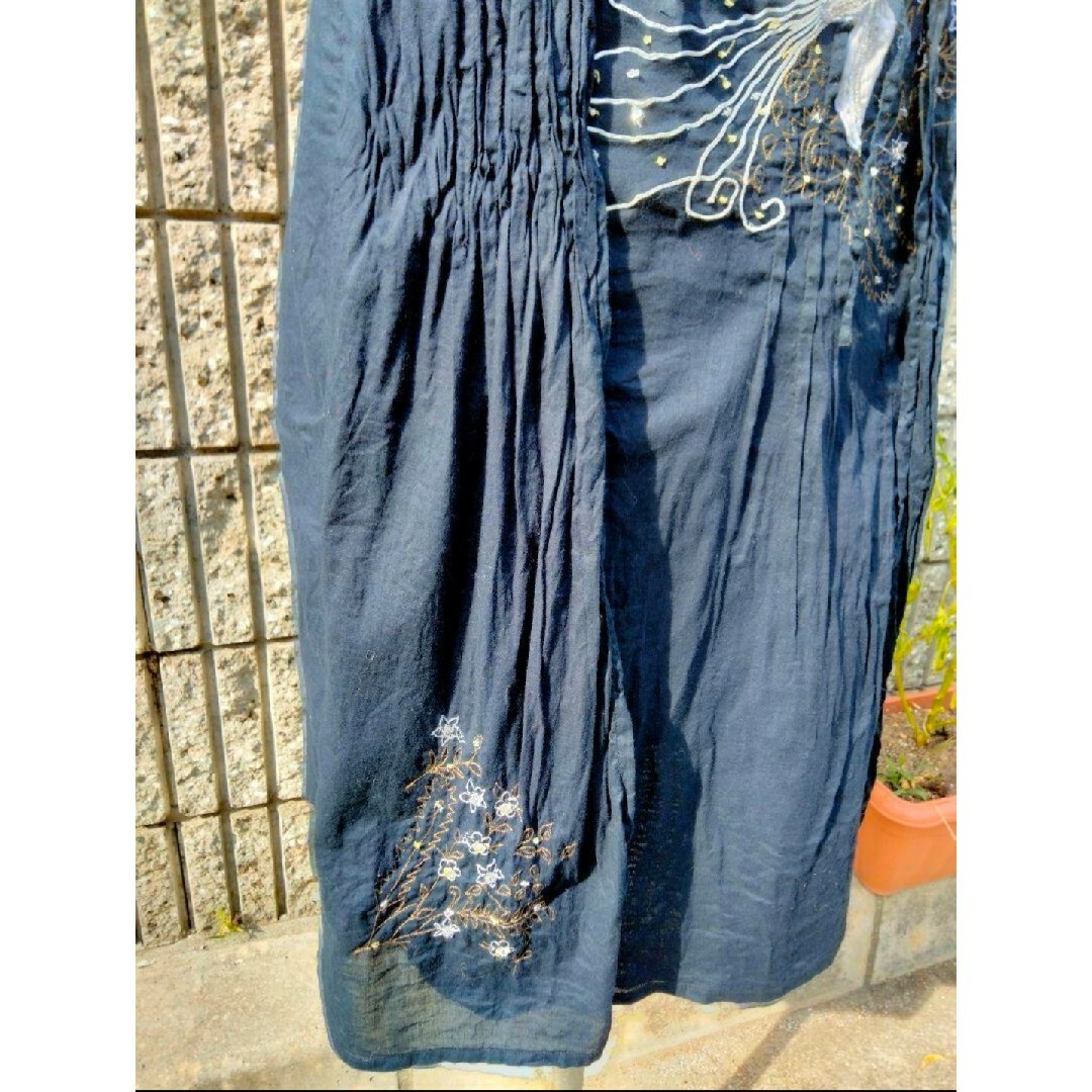 solola　EVANCE　2Way　フレア　スカート　鳥　刺繍　オールコットン レディースのスカート(ひざ丈スカート)の商品写真