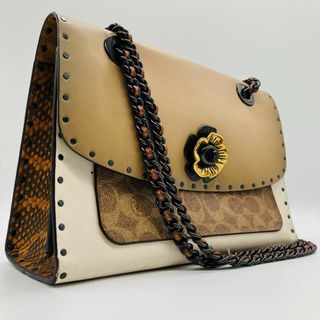 コーチ(COACH)の希少　コーチ　ショルダーバッグ　ティーローズ　シグネチャー　ターンロック2way(ショルダーバッグ)