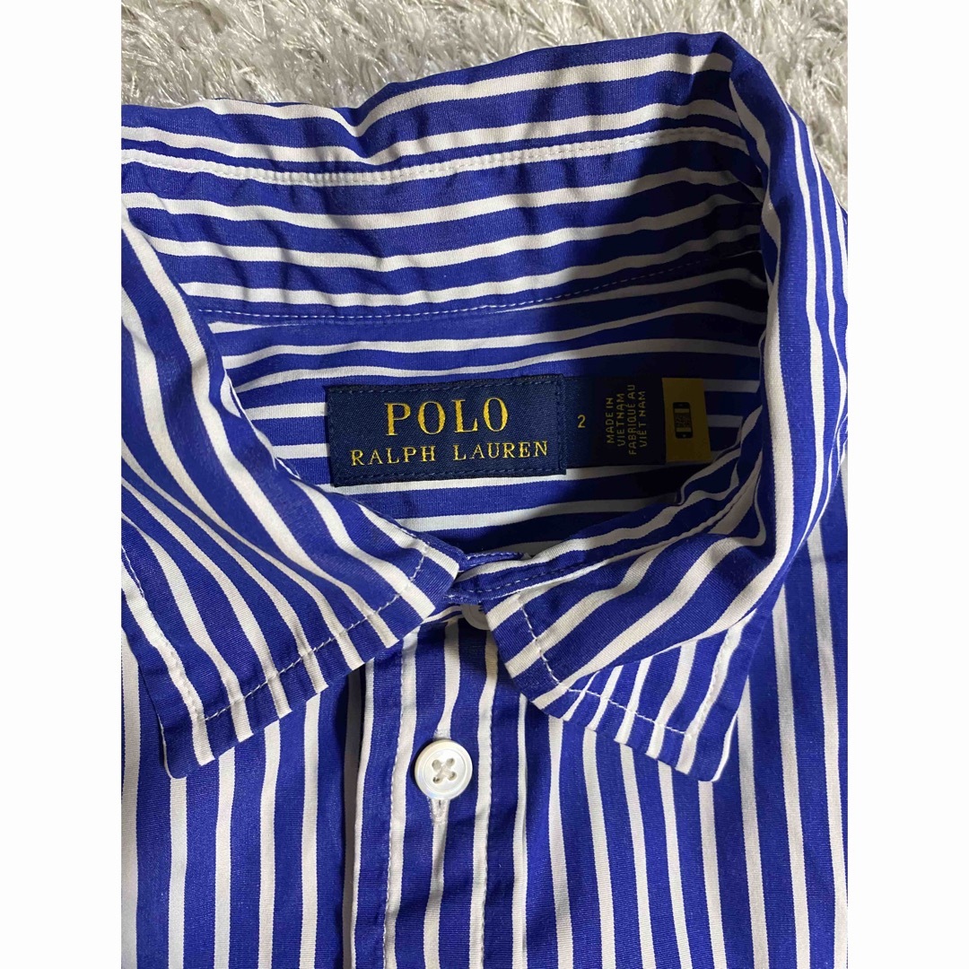 POLO RALPH LAUREN(ポロラルフローレン)のポロラルフローレン ストライプ ワンピース 青×白 2サイズ レディースのワンピース(ひざ丈ワンピース)の商品写真