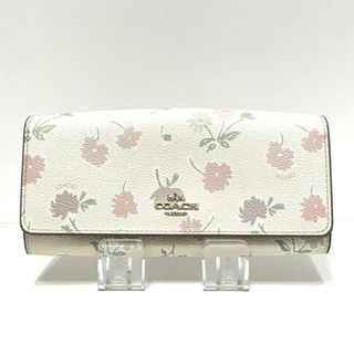 コーチ(COACH)のCOACH(コーチ) 長財布 - 57211 アイボリー×ライトピンク×マルチ 花柄 PVC(塩化ビニール)(財布)