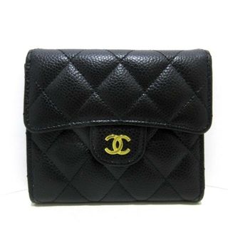 シャネル(CHANEL)のCHANEL(シャネル) 3つ折り財布美品  マトラッセ A92236 黒 ゴールド金具 キャビアスキン(財布)