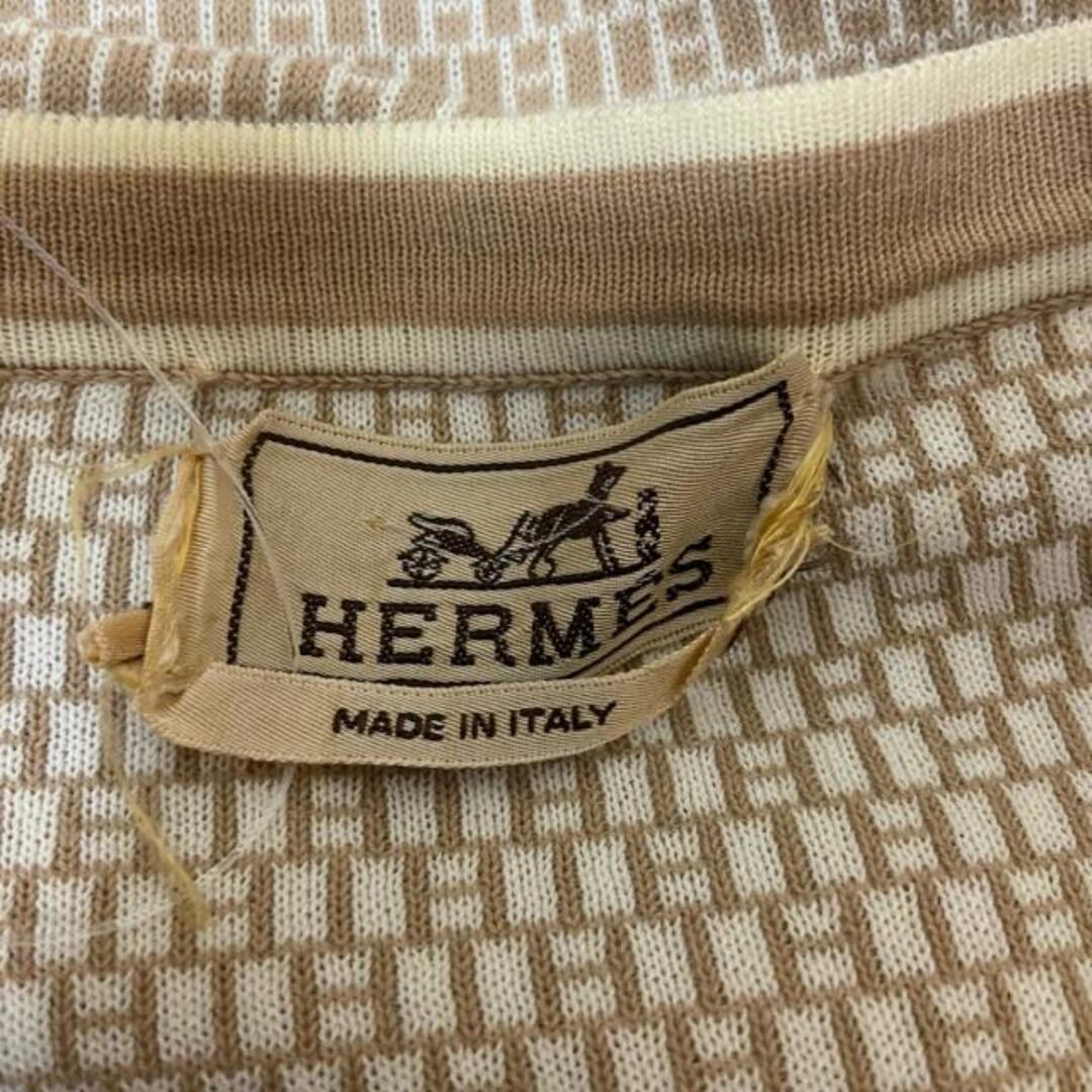 Hermes(エルメス)のHERMES(エルメス) 半袖セーター サイズXL メンズ - ベージュ×白 クルーネック メンズのトップス(ニット/セーター)の商品写真