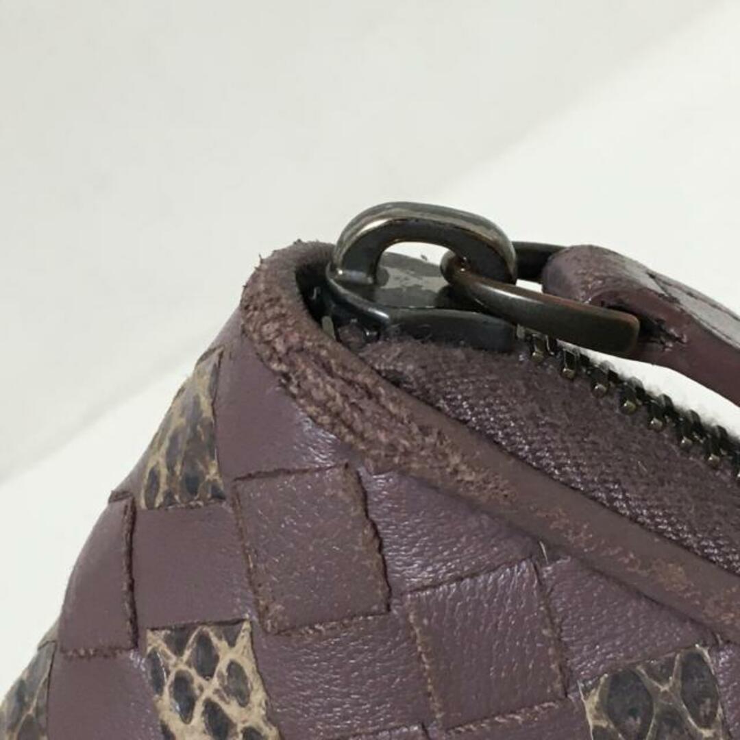 Bottega Veneta(ボッテガヴェネタ)のBOTTEGA VENETA(ボッテガヴェネタ) 長財布 アイヤーズ パープル×ベージュ×ダークブラウン ラウンドファスナー レザー×パイソン レディースのファッション小物(財布)の商品写真