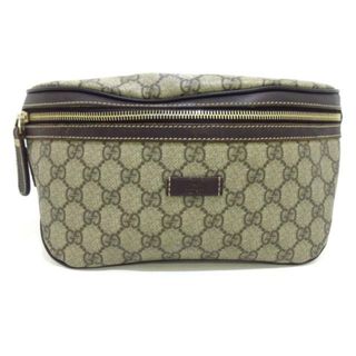 グッチ(Gucci)のGUCCI(グッチ) ウエストポーチ GGプラス・GGスプリーム 233269 ベージュ×ダークブラウン PVC(塩化ビニール)×レザー(ボディバッグ/ウエストポーチ)