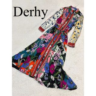 ルネ(René)の美品　Derhy ルネデリ　フランス　ロングワンピース　花柄　シャツ　人気　完売(ロングワンピース/マキシワンピース)