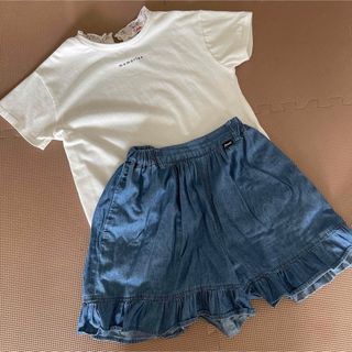 ピンクラテ(PINK-latte)の女の子　夏服　上下セット　150cm  キュロット　ピンクラテ　ジェニー(スカート)