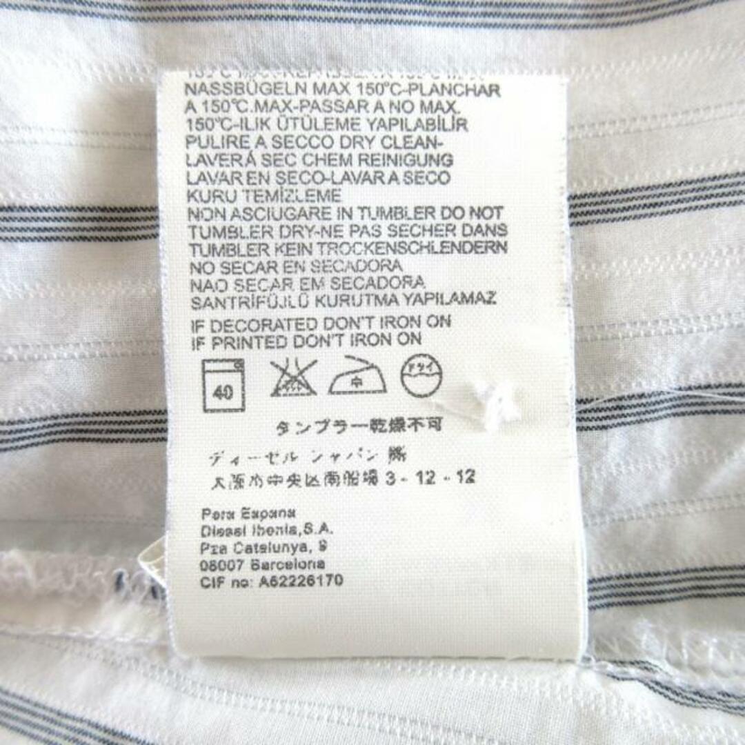 DIESEL(ディーゼル)のDIESEL(ディーゼル) 長袖シャツ サイズS メンズ - 白×ライトグレー×黒 ストライプ メンズのトップス(シャツ)の商品写真