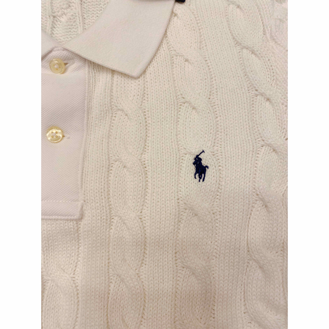 POLO RALPH LAUREN(ポロラルフローレン)の【新品未使用タグ付き】ポロラルフローレン ケーブルニット 半袖 襟付き Mサイズ レディースのトップス(ニット/セーター)の商品写真