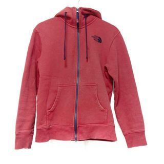 ザノースフェイス(THE NORTH FACE)のTHE NORTH FACE(ノースフェイス) パーカー サイズS レディース - レッド×ダークネイビー 長袖/ジップアップ/刺繍(パーカー)