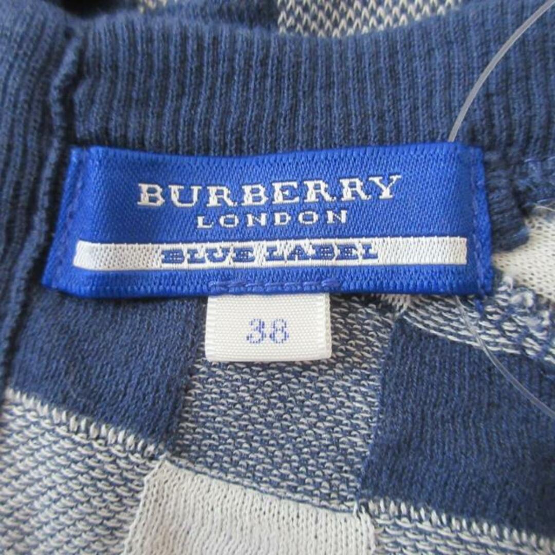 BURBERRY BLUE LABEL(バーバリーブルーレーベル)のBurberry Blue Label(バーバリーブルーレーベル) 七分袖カットソー サイズ38 M レディース - 白×ネイビー クルーネック/チェック柄 レディースのトップス(カットソー(長袖/七分))の商品写真