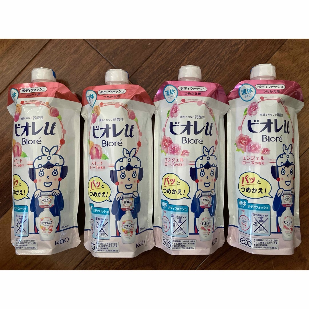 ビオレu スイートピーチの香り　エンジェルローズの香り340ml2本ずつ計4本 コスメ/美容のボディケア(ボディソープ/石鹸)の商品写真