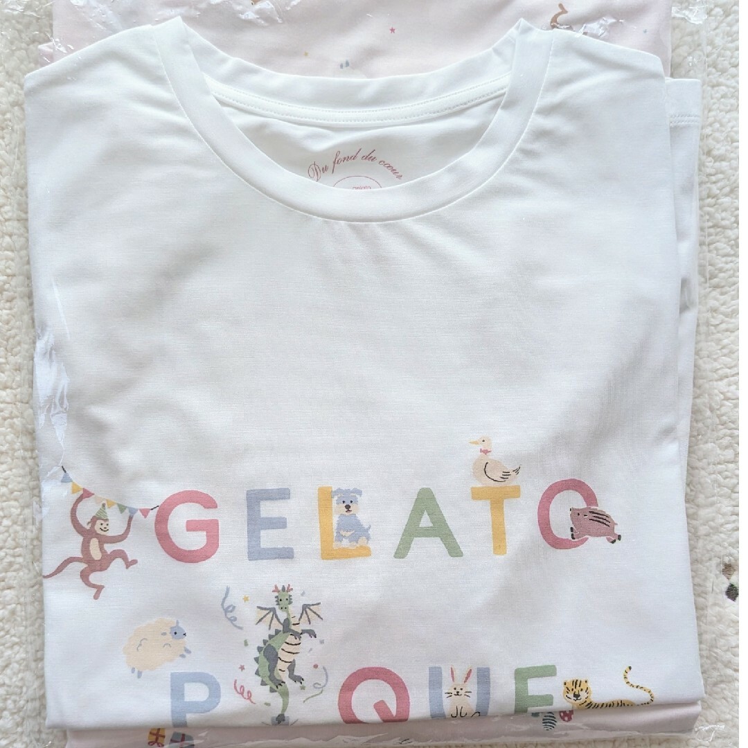 gelato pique(ジェラートピケ)のジェラートピケ　半袖Tシャツ(白)　2024福袋 レディースのトップス(Tシャツ(半袖/袖なし))の商品写真