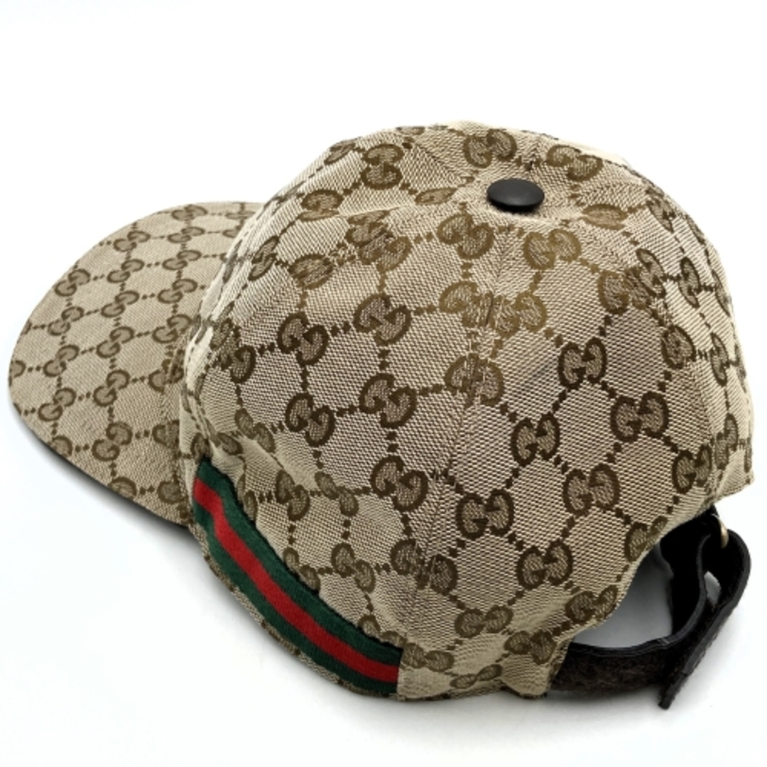 Gucci(グッチ)のGUCCI グッチ   200035  キャップ 帽子 シェリーライン GGキャンバス レザー ベージュ ブラウン レディース 【中古】 レディースの帽子(キャップ)の商品写真