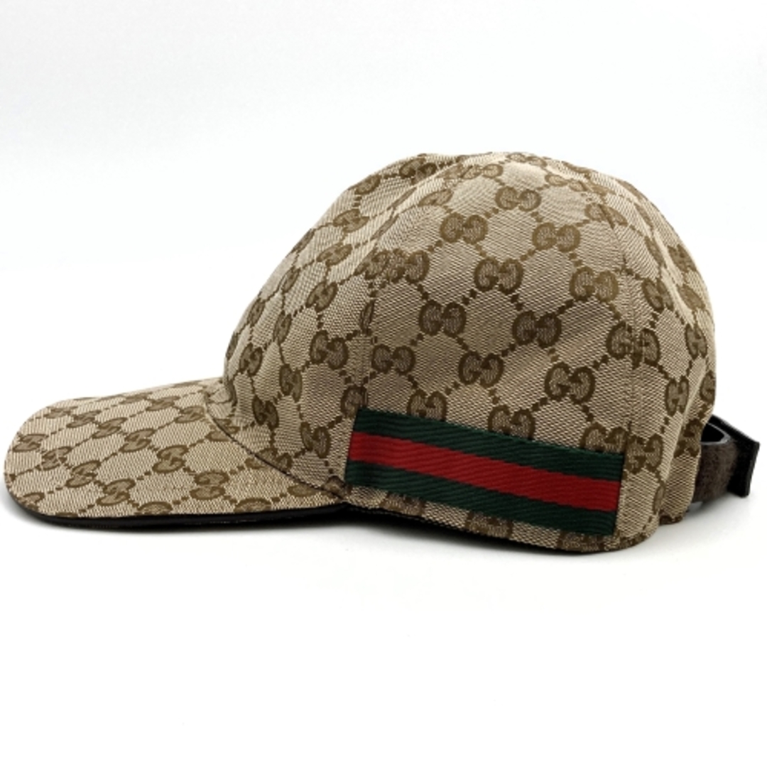 Gucci(グッチ)のGUCCI グッチ   200035  キャップ 帽子 シェリーライン GGキャンバス レザー ベージュ ブラウン レディース 【中古】 レディースの帽子(キャップ)の商品写真