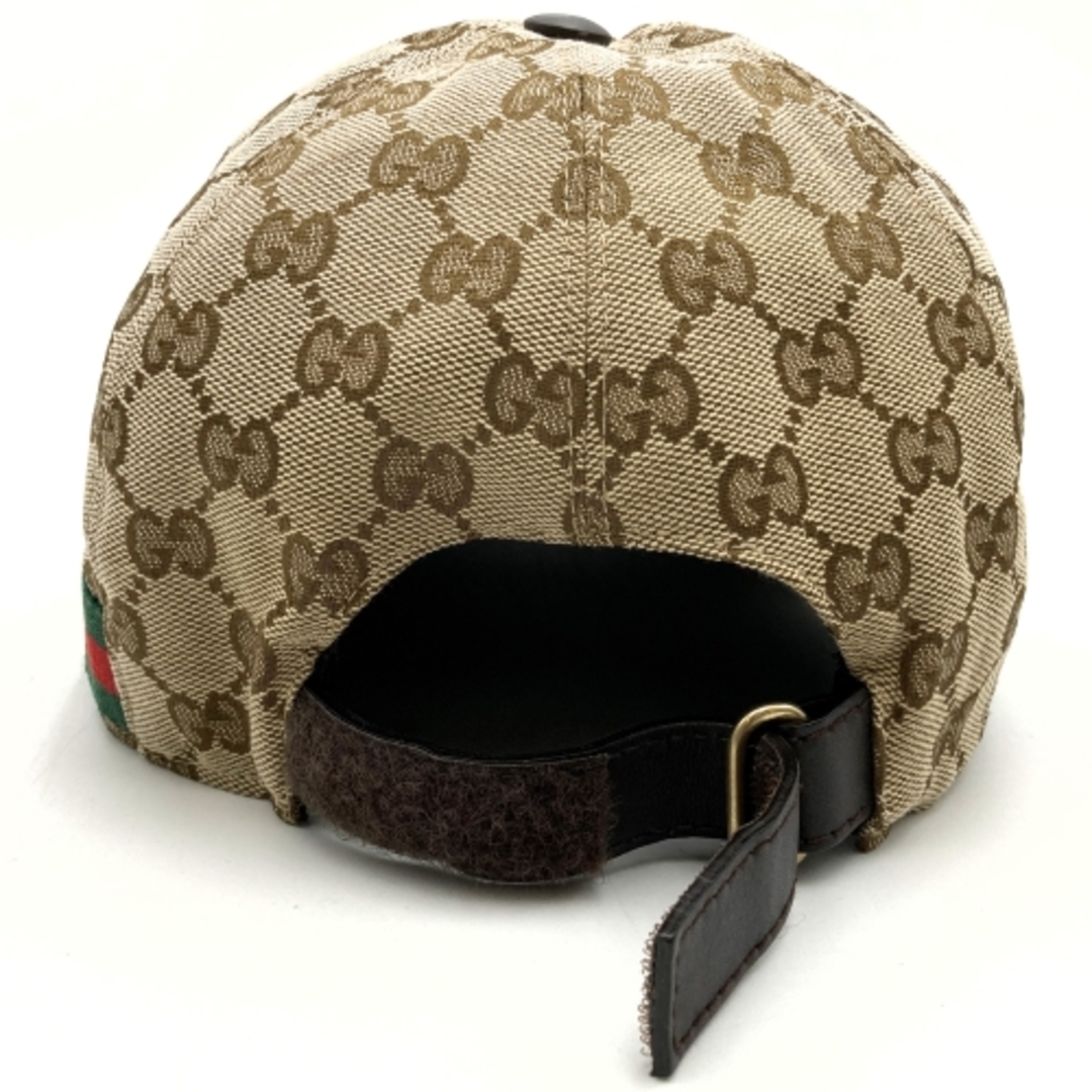 Gucci(グッチ)のGUCCI グッチ   200035  キャップ 帽子 シェリーライン GGキャンバス レザー ベージュ ブラウン レディース 【中古】 レディースの帽子(キャップ)の商品写真