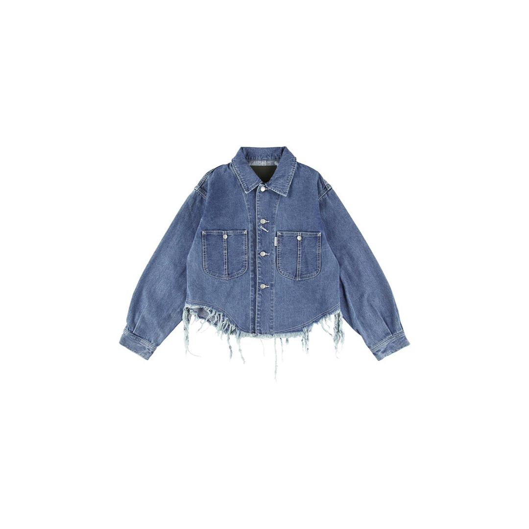 ALEXIA STAM(アリシアスタン)のALEXIA STAM Fringe Hem Denim Jacket Blue レディースのジャケット/アウター(Gジャン/デニムジャケット)の商品写真