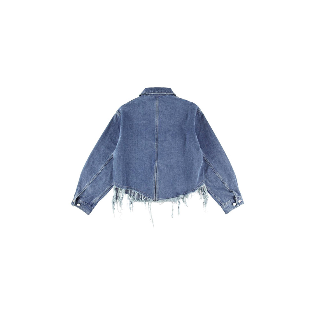 ALEXIA STAM(アリシアスタン)のALEXIA STAM Fringe Hem Denim Jacket Blue レディースのジャケット/アウター(Gジャン/デニムジャケット)の商品写真