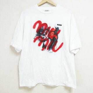 ミュウミュウ(miumiu)のmiumiu(ミュウミュウ) 半袖Tシャツ サイズS レディース美品  - 白×レッド×マルチ ネコ(Tシャツ(半袖/袖なし))