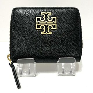 トリーバーチ(Tory Burch)のTORY BURCH(トリーバーチ) 2つ折り財布美品  ブリテン 136139 黒 ラウンドファスナー レザー(財布)