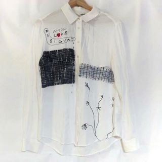 Desigual(デシグアル) 長袖シャツブラウス サイズM レディース美品  - 白×黒×マルチ レーヨン