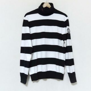 パーリーゲイツ(PEARLY GATES)のPEARLY GATES(パーリーゲイツ) 長袖セーター サイズ5 XL メンズ美品  - 黒×白 タートルネック/ボーダー(ニット/セーター)