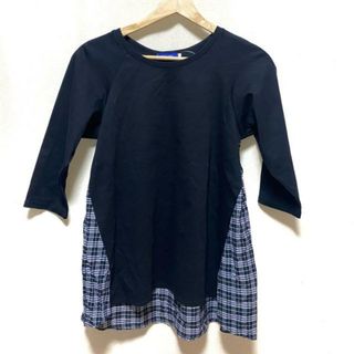 ブルーレーベルクレストブリッジ(BLUE LABEL CRESTBRIDGE)のBLUE LABEL CRESTBRIDGE(ブルーレーベルクレストブリッジ) 七分袖カットソー サイズ38 M レディース新品同様  - 黒×ネイビー×マルチ チェック柄(カットソー(長袖/七分))