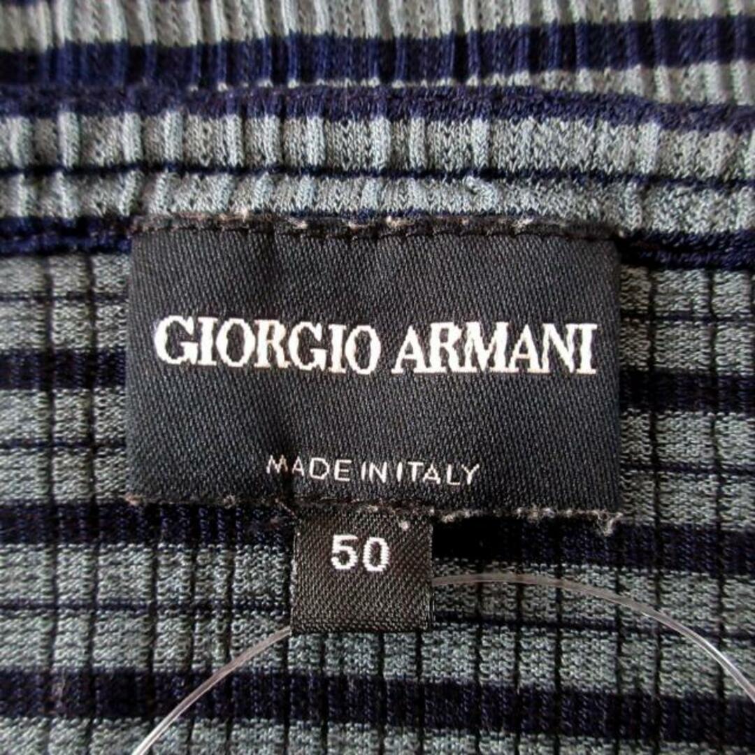 Giorgio Armani(ジョルジオアルマーニ)のGIORGIOARMANI(ジョルジオアルマーニ) 長袖カットソー サイズ50 M メンズ - ブルー×ネイビー クルーネック/ボーダー メンズのトップス(Tシャツ/カットソー(七分/長袖))の商品写真