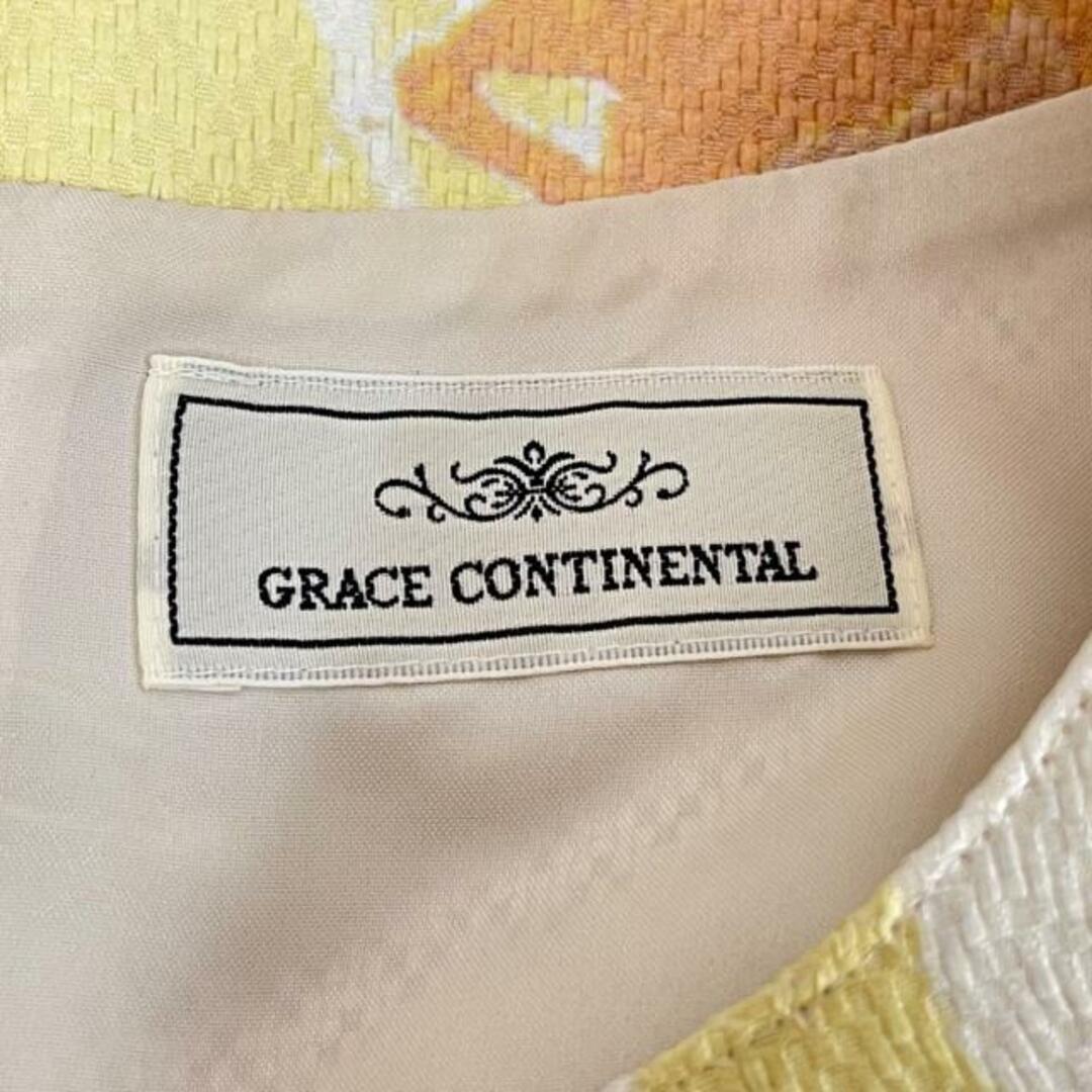 GRACE CONTINENTAL(グレースコンチネンタル)のGRACE CONTINENTAL(グレースコンチネンタル) ワンピース サイズ36 S レディース美品  - アイボリー×イエロー×マルチ クルーネック/ノースリーブ/ひざ丈/花柄 ポリエステル レディースのワンピース(その他)の商品写真