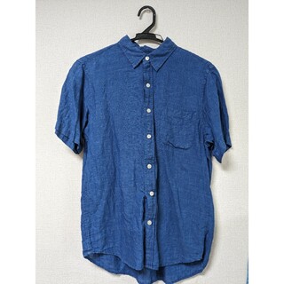 MUJI (無印良品) - 無印良品 リネン M シャツ 半袖 ブルー