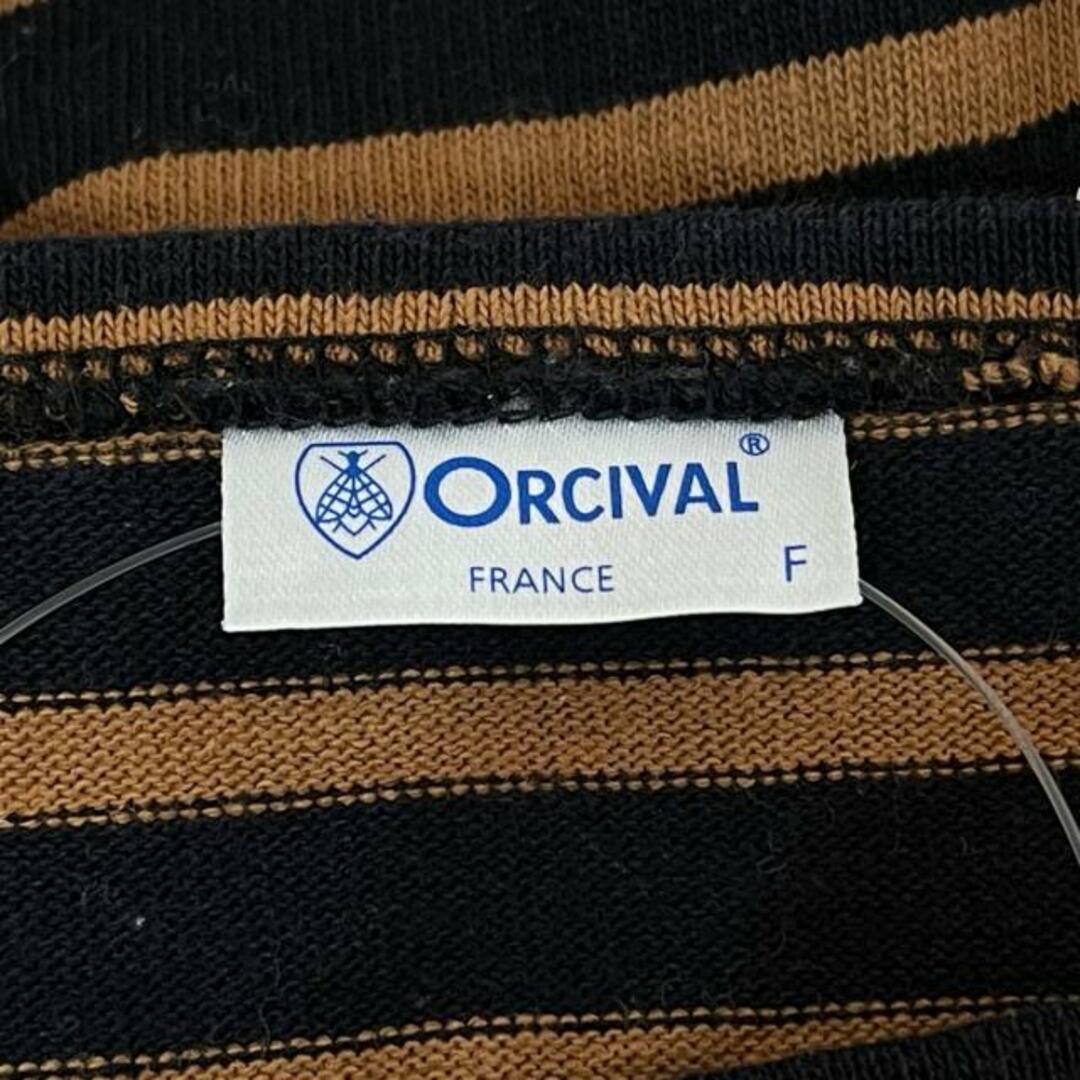 ORCIVAL(オーシバル)のORCIVAL(オーシバル) ワンピース サイズF レディース美品  - 黒×ブラウン クルーネック/七分袖/ひざ丈/ボーダー レディースのワンピース(その他)の商品写真