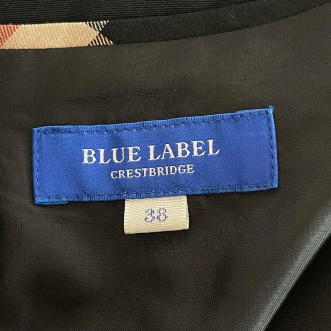 BLUE LABEL CRESTBRIDGE(ブルーレーベルクレストブリッジ)のBLUE LABEL CRESTBRIDGE(ブルーレーベルクレストブリッジ) ワンピース サイズ38 M レディース - 黒 クルーネック/ノースリーブ/ひざ丈 レディースのワンピース(その他)の商品写真