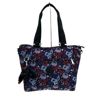 キプリング(kipling)のKipling(キプリング) ハンドバッグ - ダークネイビー×ボルドー×マルチ 花柄 ナイロン(ハンドバッグ)