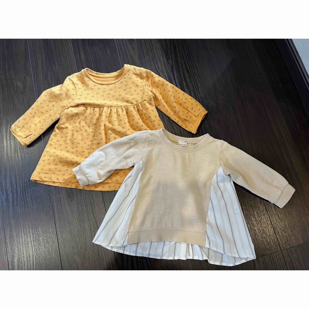 UNIQLO(ユニクロ)のロンT  2枚セット　サイズ90 キッズ/ベビー/マタニティのキッズ服女の子用(90cm~)(Tシャツ/カットソー)の商品写真