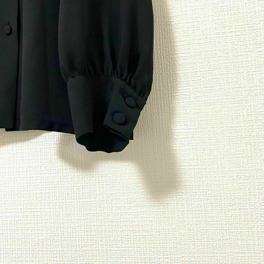 natuRAL vintage(ナチュラルヴィンテージ)のシャツ ブラウス 長袖 無地 ブラック 黒 11 L 一点物 ヴィンテージ レディースのトップス(シャツ/ブラウス(長袖/七分))の商品写真
