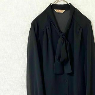ナチュラルヴィンテージ(natuRAL vintage)のシャツ ブラウス 長袖 無地 ブラック 黒 11 L 一点物 ヴィンテージ(シャツ/ブラウス(長袖/七分))