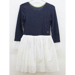 プチバトー(PETIT BATEAU)の【春物 新入荷!】▽プチバトー/PETIT BATEAU▽140cm 長袖ワンピース 紺×白系 ロンパース型【中古】子供服 キッズ kids ジュニア 女の子 春秋 onepi 523042(ワンピース)