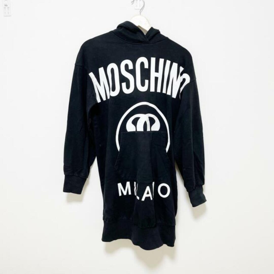 MOSCHINO(モスキーノ)のMOSCHINO(モスキーノ) パーカー レディース - 黒×白 長袖/ロング丈/TEEN レディースのトップス(パーカー)の商品写真