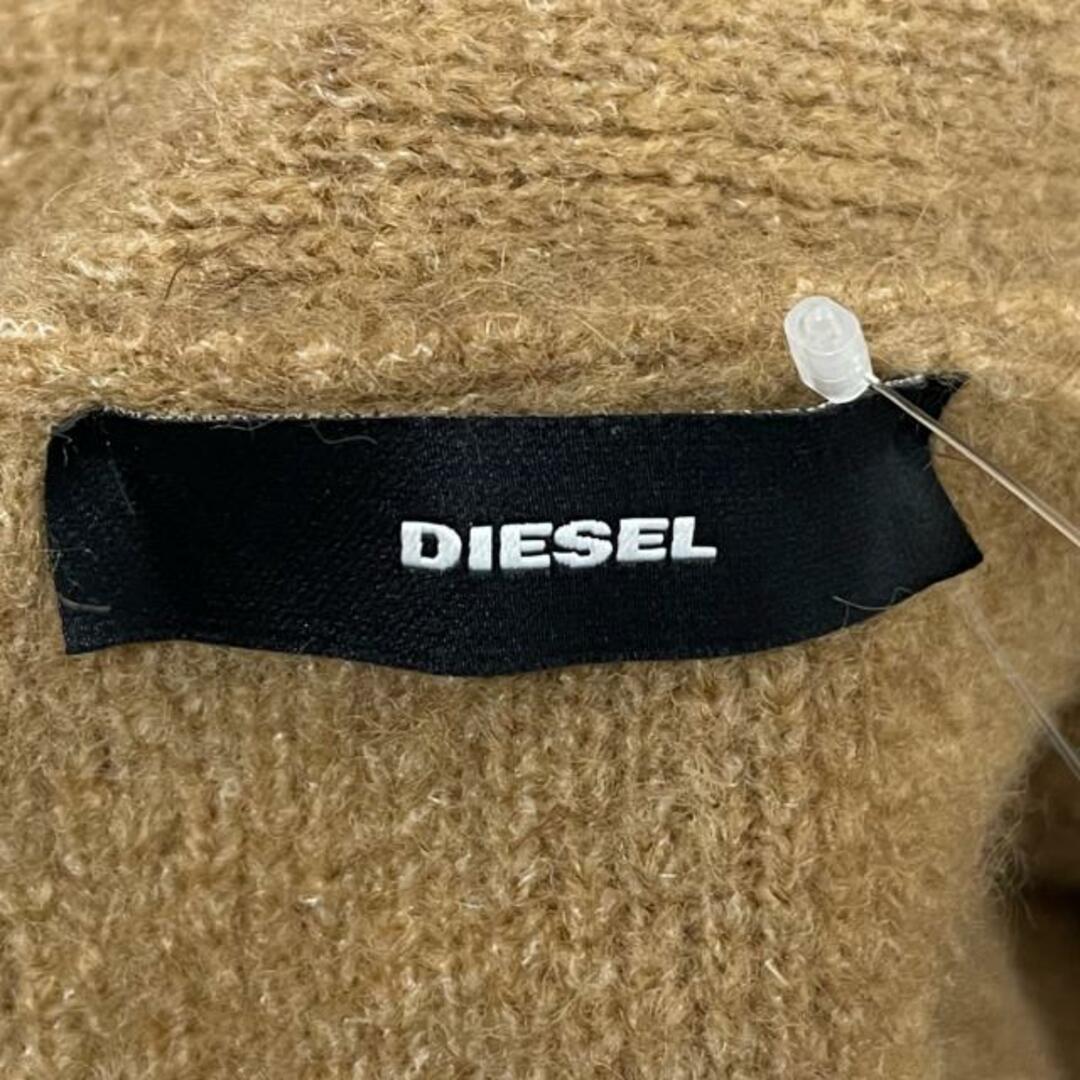 DIESEL(ディーゼル)のDIESEL(ディーゼル) コート サイズXS レディース美品  - ライトブラウン×黒 変形袖/ニット/フリンジ/ジップアップ/秋/冬 レディースのジャケット/アウター(その他)の商品写真