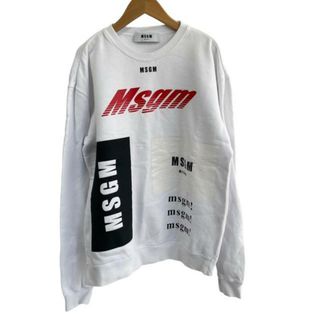 MSGM - MSGM(エムエスジィエム) トレーナー サイズS メンズ美品  - 白×黒×レッド 長袖/裏起毛 綿