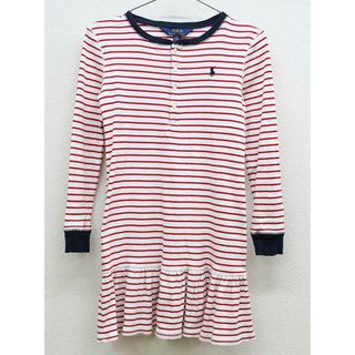 ラルフローレン(Ralph Lauren)の【春物 新入荷!】▽ラルフローレン/Ralph Lauren▽140cm 長袖ワンピース 白×赤【中古】子供服 キッズ kids ジュニア 女の子 春 onepi 523042(ワンピース)